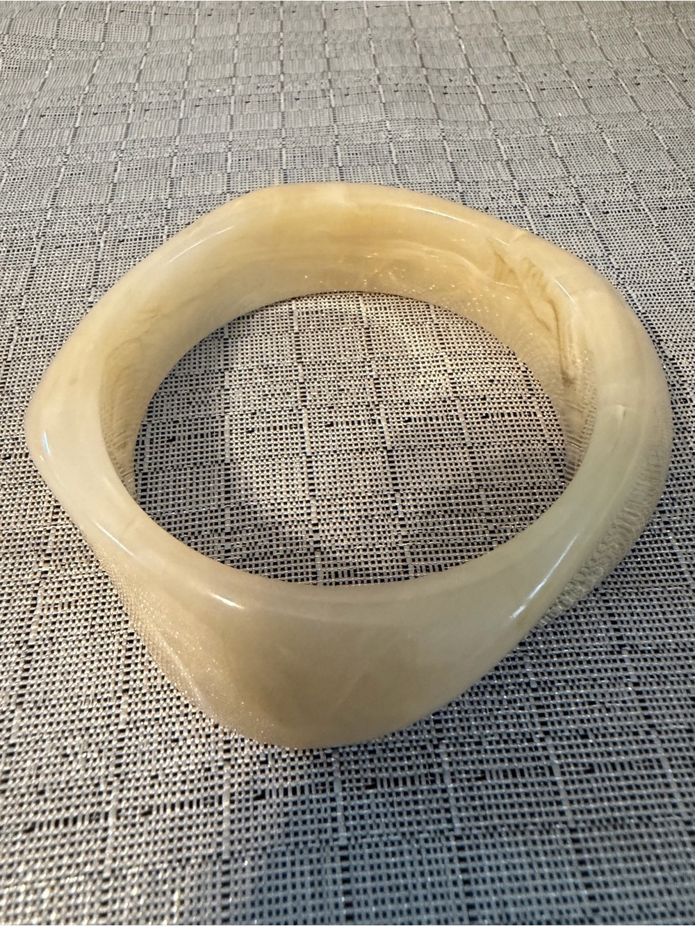 Vintage Cream Marbled Resin Bangle Bracelet
